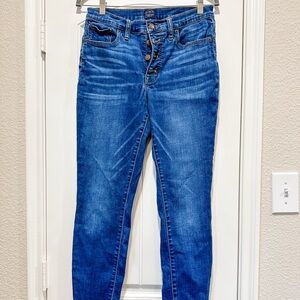 J.Crew 9” High Rise Button Fly Skinny Jeans, Size 29